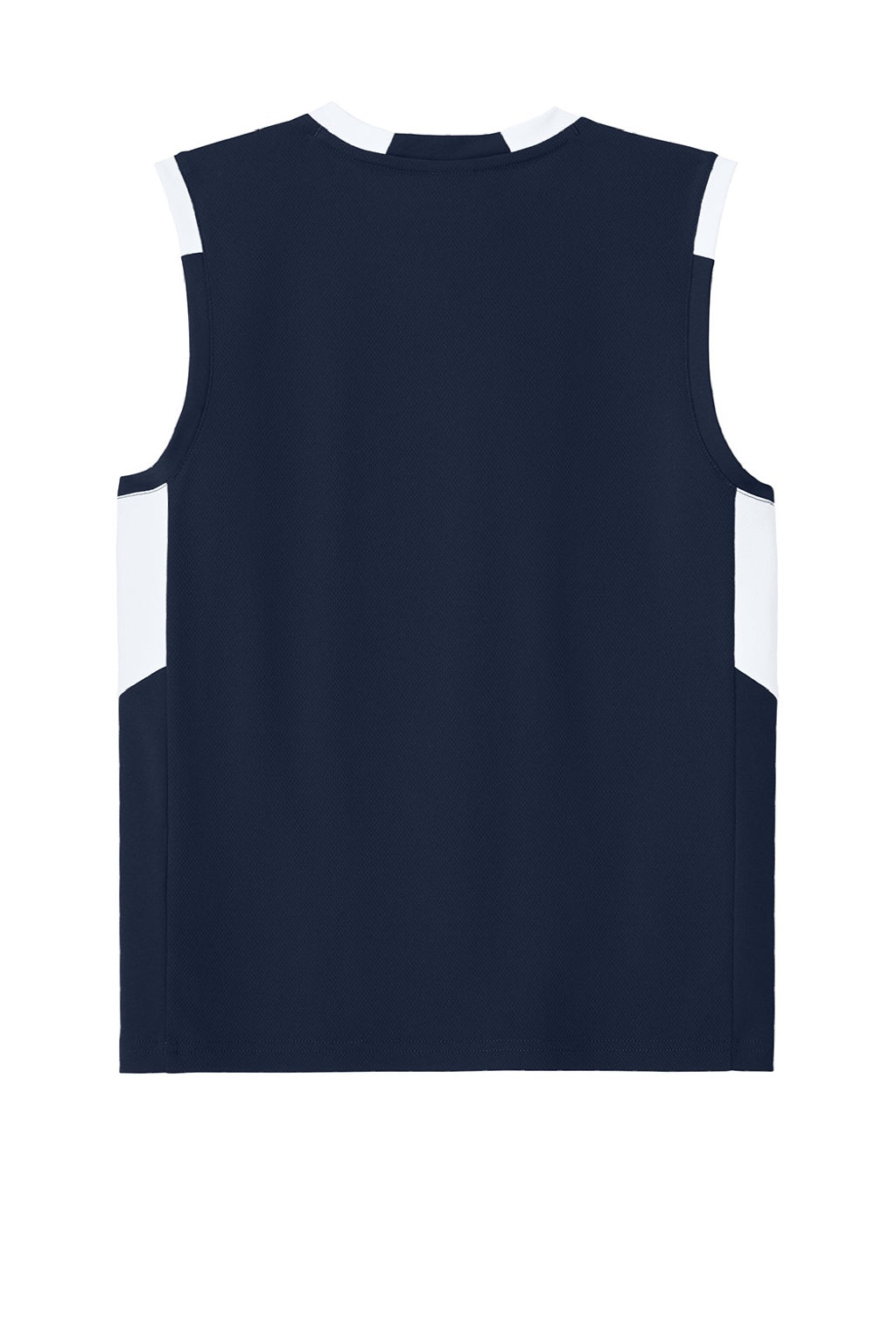 Sport-Tek YST441 Youth Club Moisture Wicking V-Neck Tank Top True Navy Blue/White Flat Back