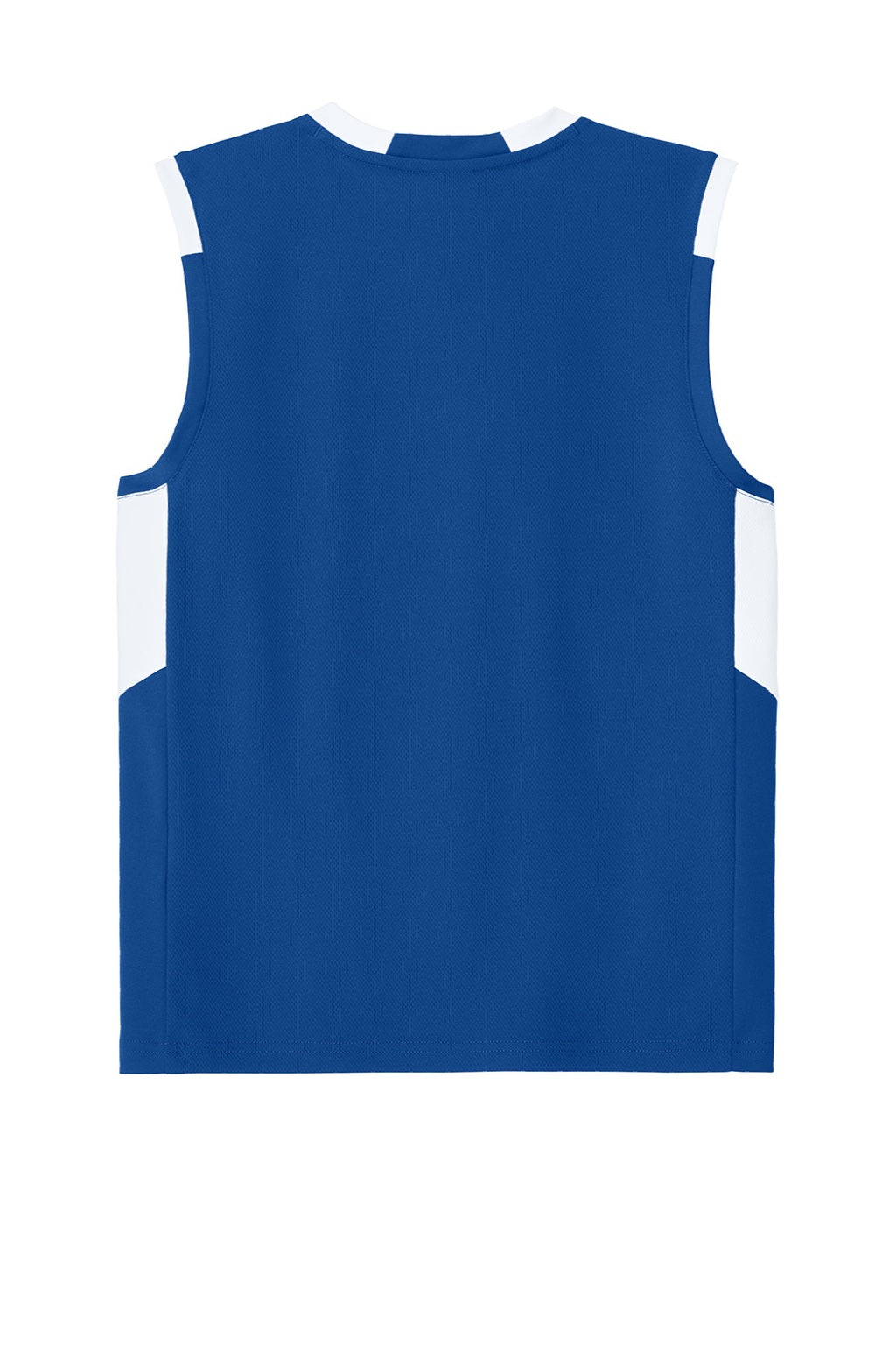Sport-Tek YST441 Youth Club Moisture Wicking V-Neck Tank Top True Royal Blue/White Flat Back