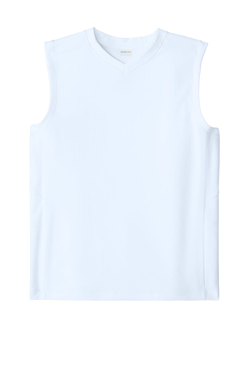 Sport-Tek YST441 Youth Club Moisture Wicking V-Neck Tank Top White/White Flat Front
