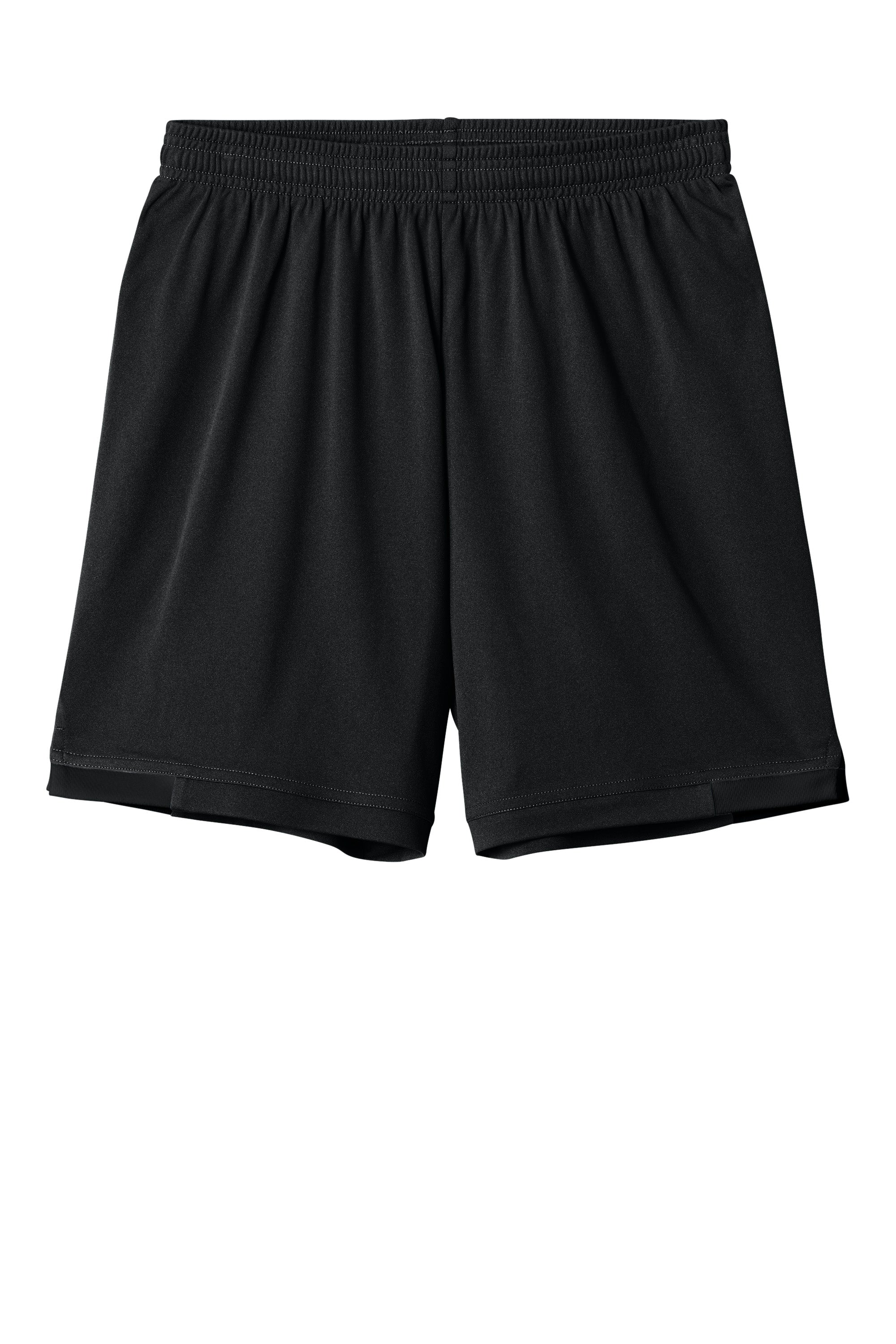 Sport-Tek YST4420 Youth Club Shorts Black/Black Flat Front