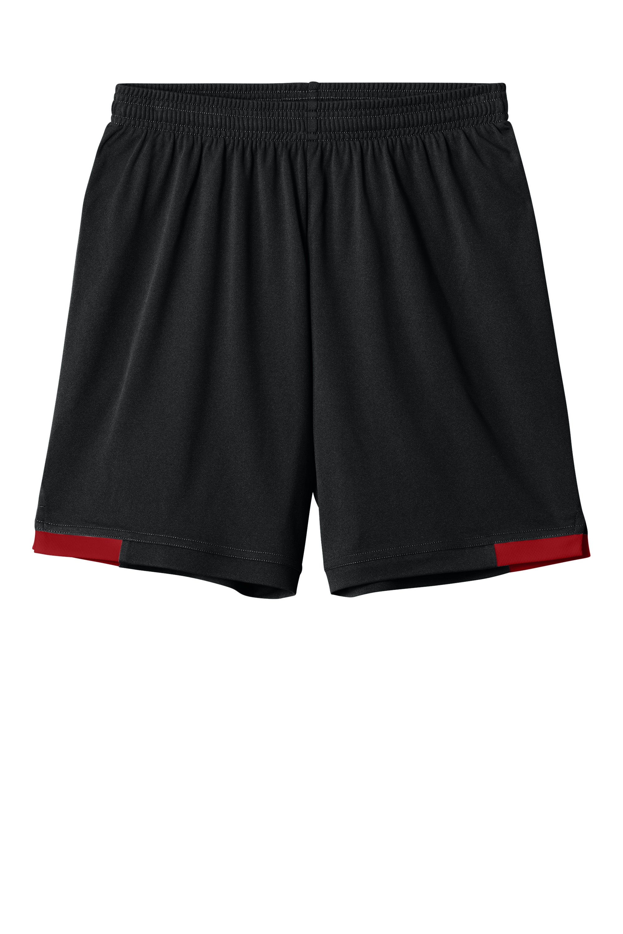 Sport-Tek YST4420 Youth Club Shorts Black/Deep Red Flat Front