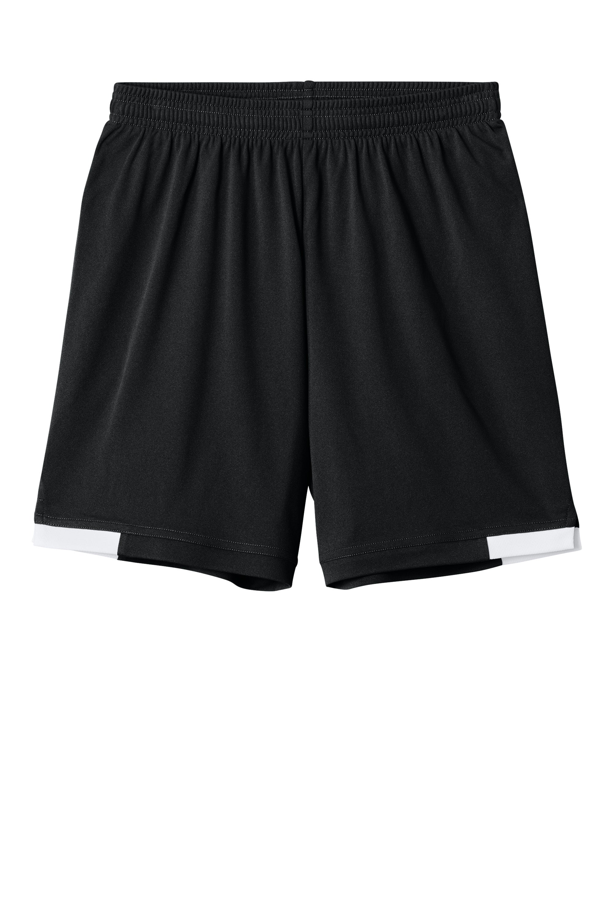 Sport-Tek YST4420 Youth Club Shorts Black/White Flat Front