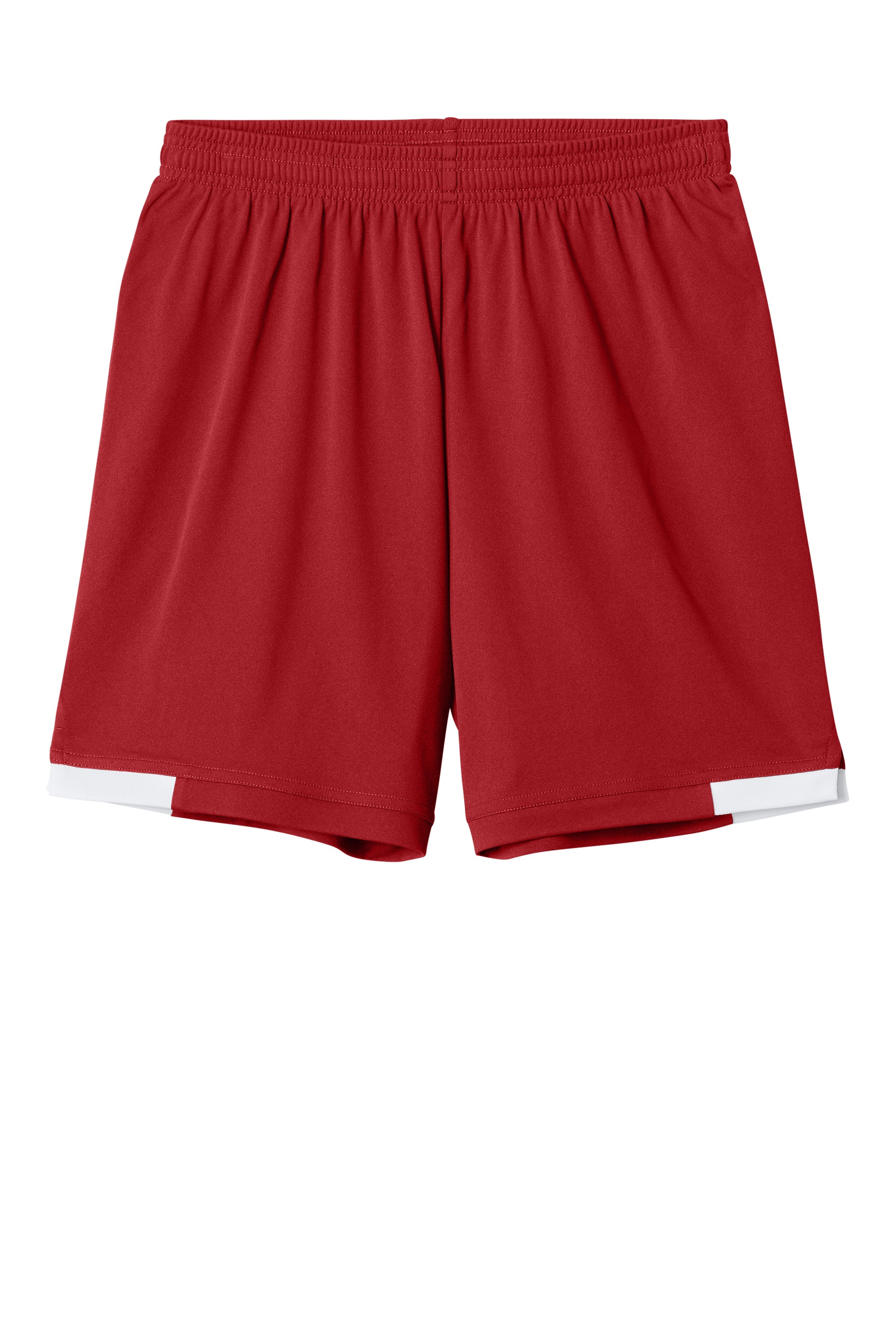 Sport-Tek YST4420 Youth Club Shorts Deep Red/White Flat Front