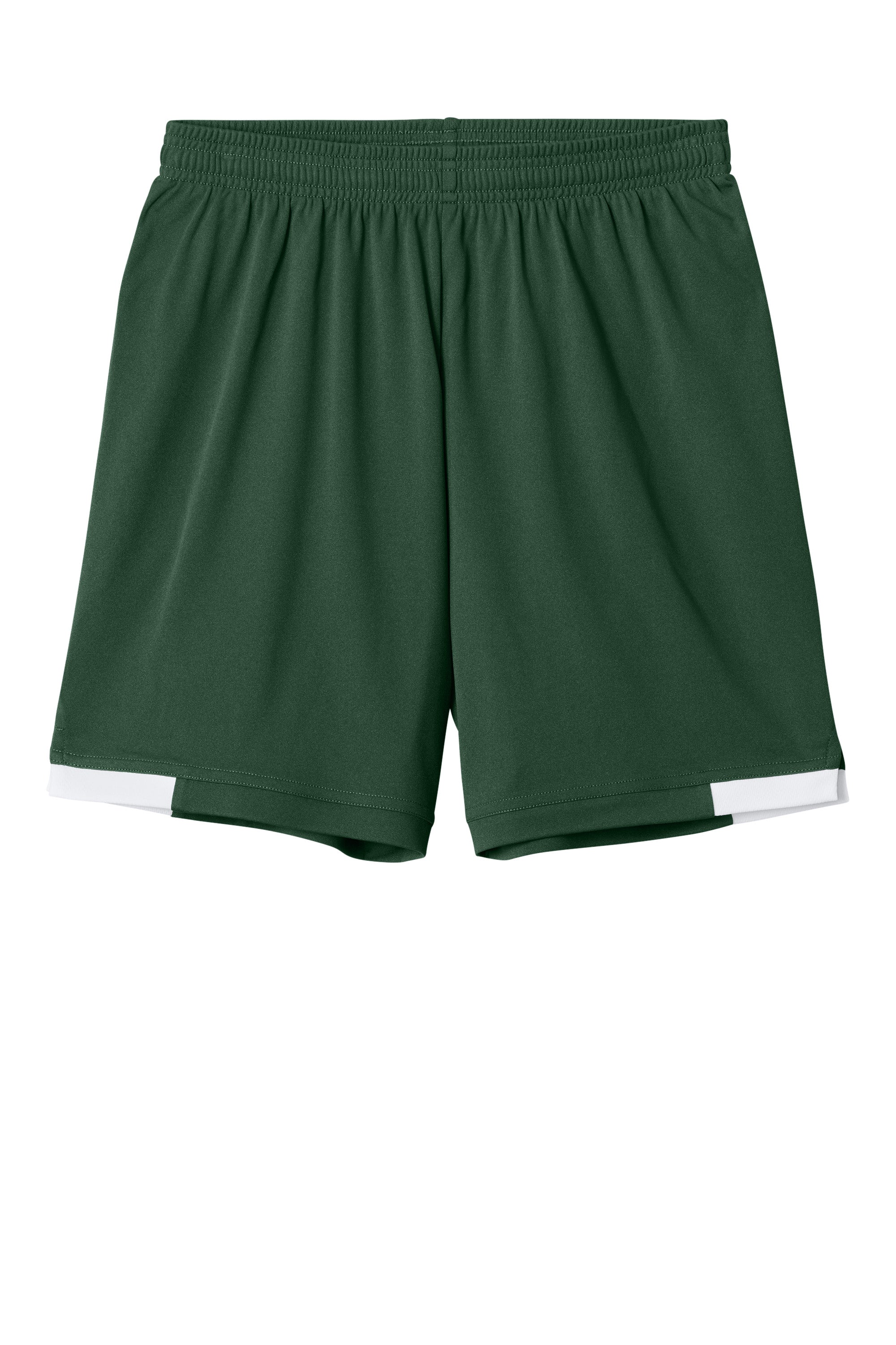Sport-Tek YST4420 Youth Club Shorts Forest Green/White Flat Front