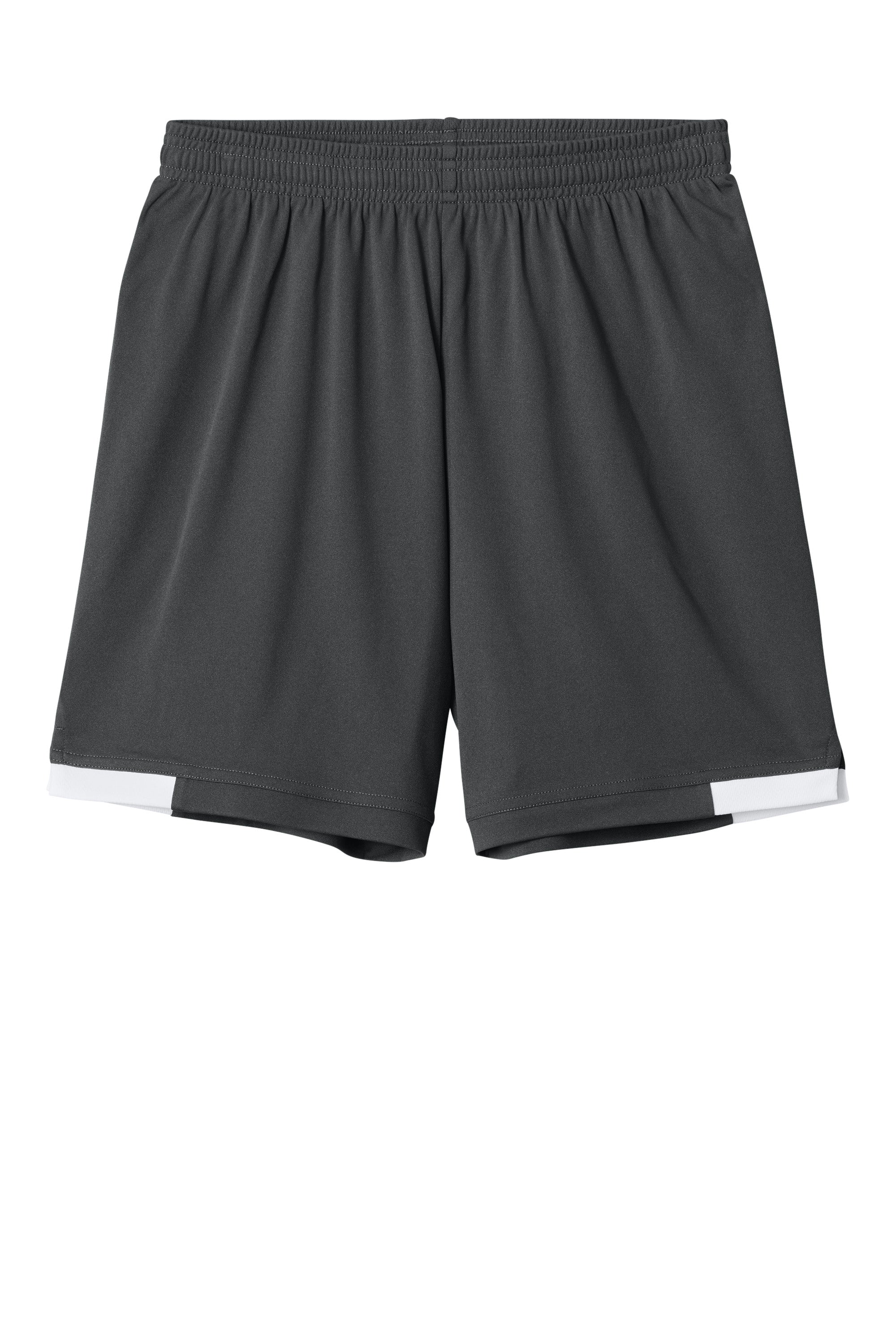 Sport-Tek YST4420 Youth Club Shorts Iron Grey/White Flat Front