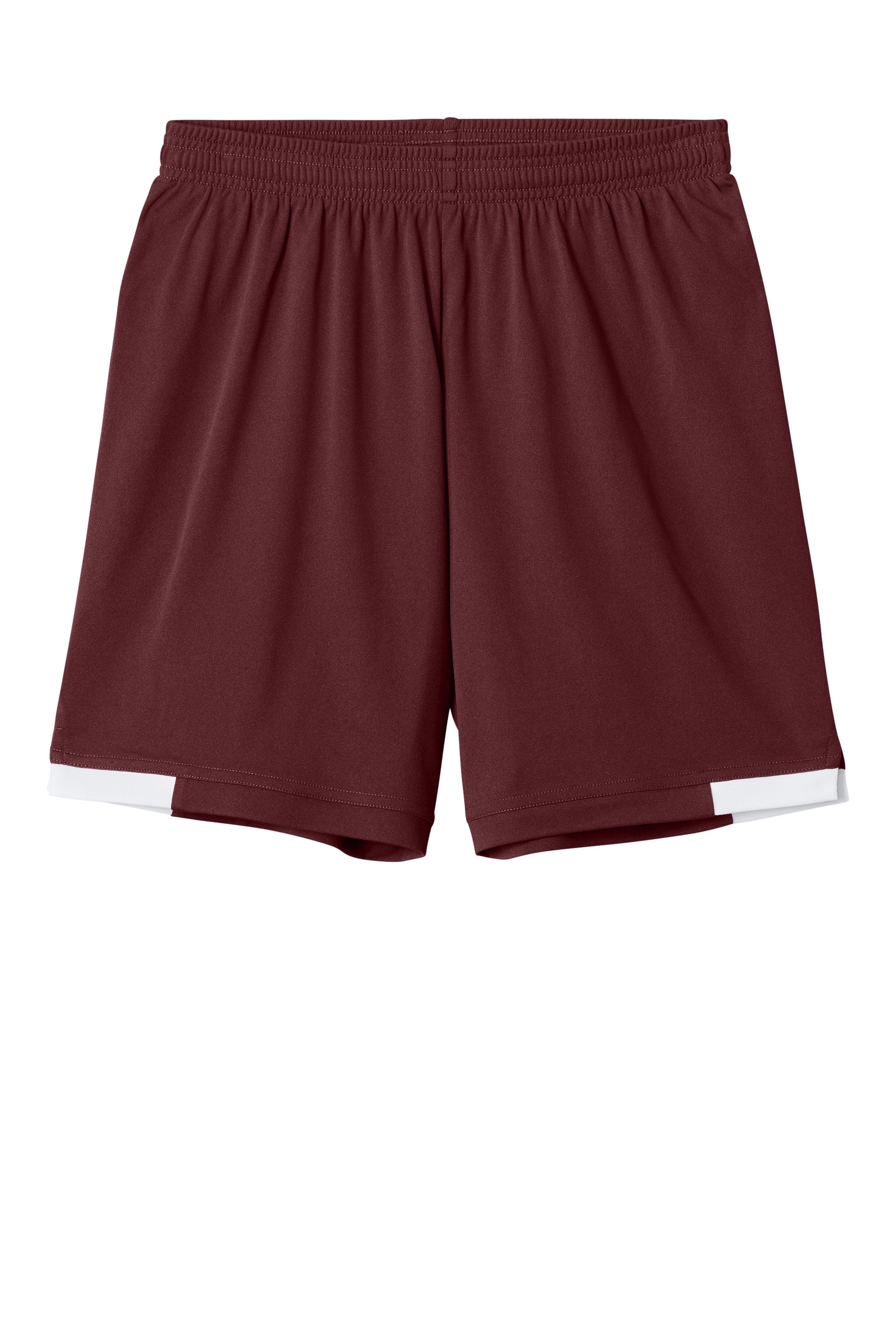 Sport-Tek YST4420 Youth Club Shorts Maroon/White Flat Front