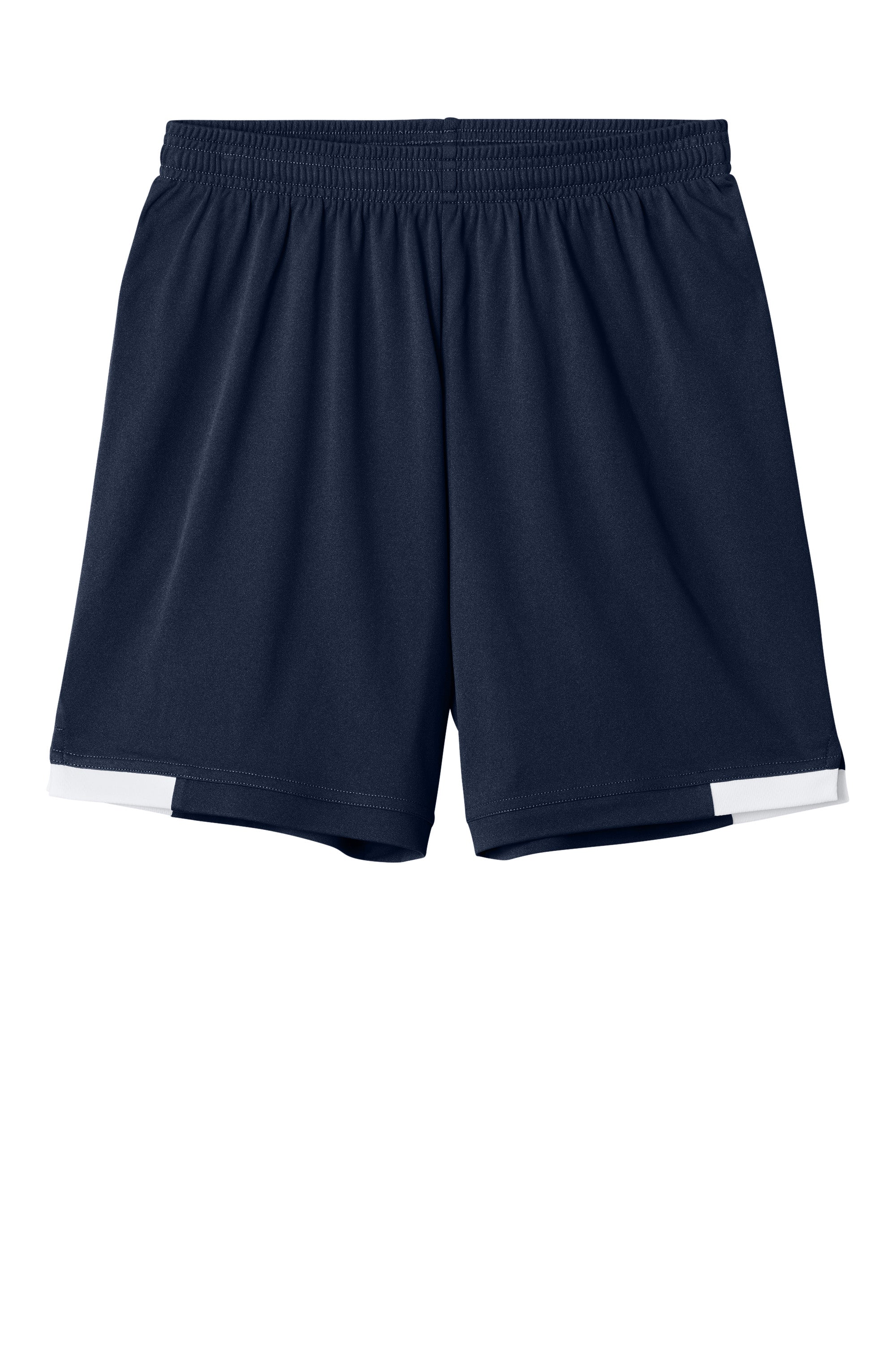 Sport-Tek YST4420 Youth Club Shorts True Navy Blue/White Flat Front