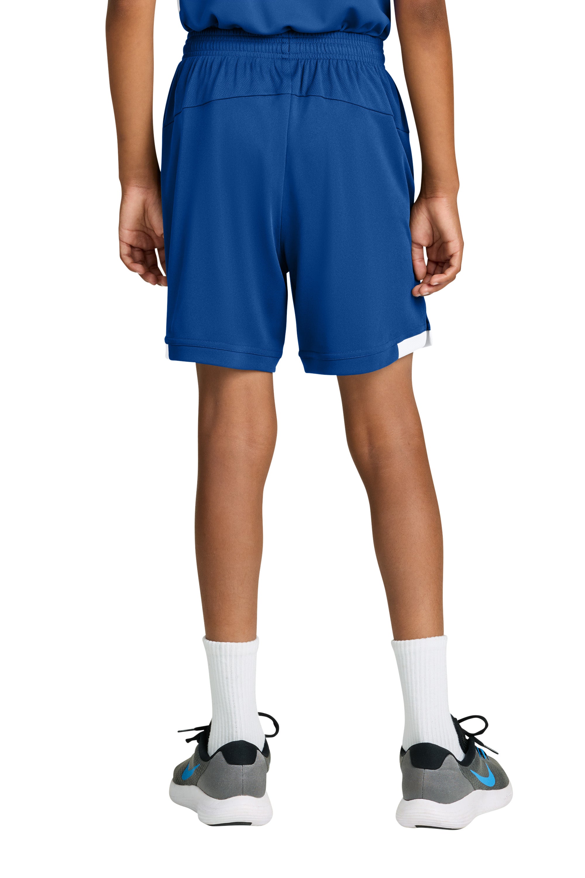 Sport-Tek YST4420 Youth Club Shorts True Royal Blue/White Model Back