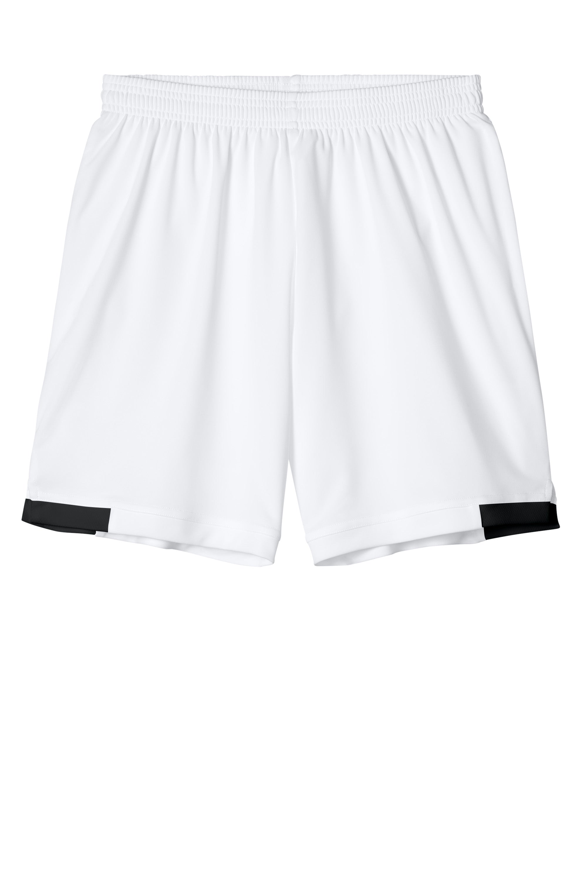 Sport-Tek YST4420 Youth Club Shorts White/Black Flat Front