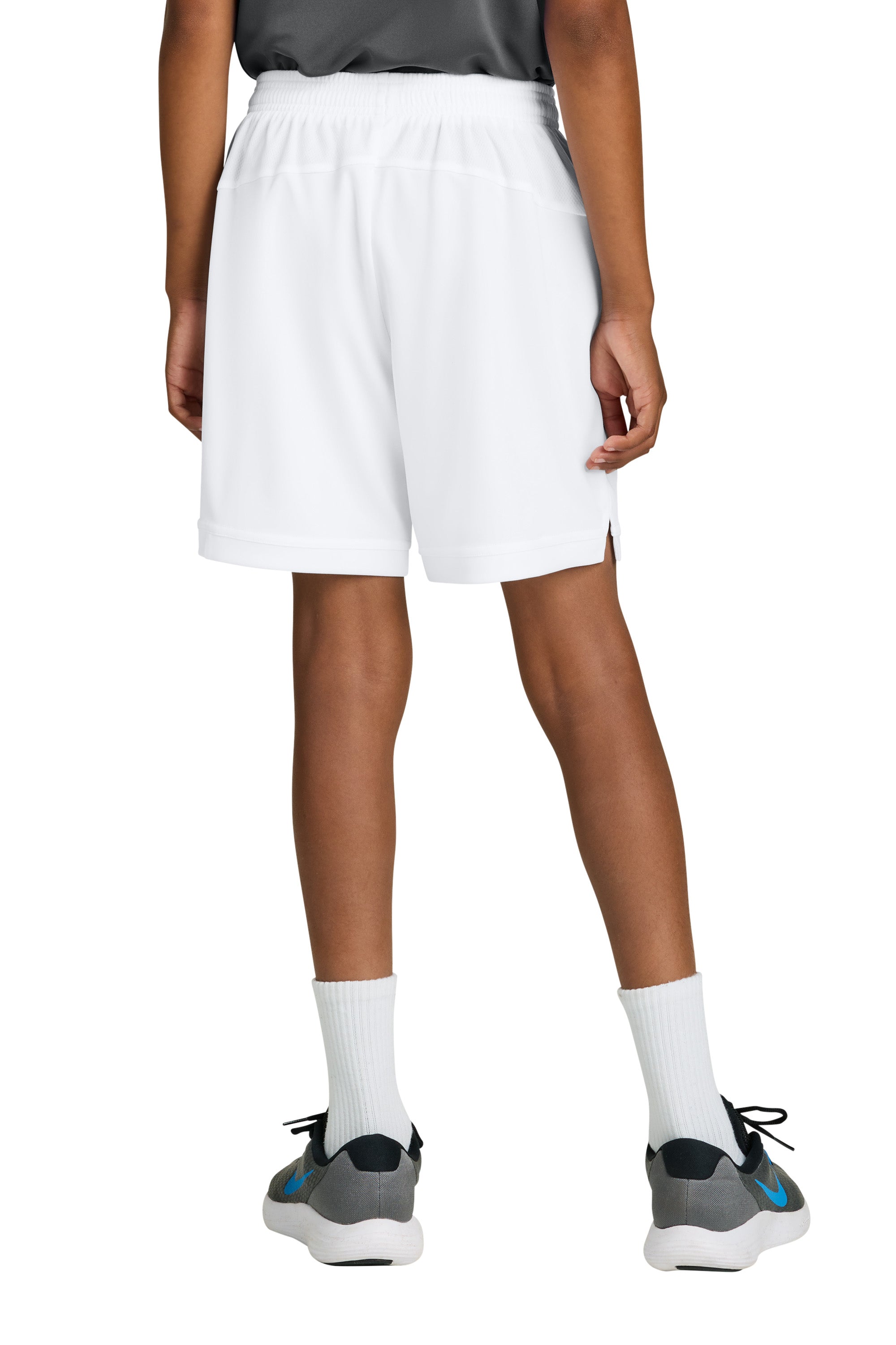 Sport-Tek YST4420 Youth Club Shorts White/White Model Back