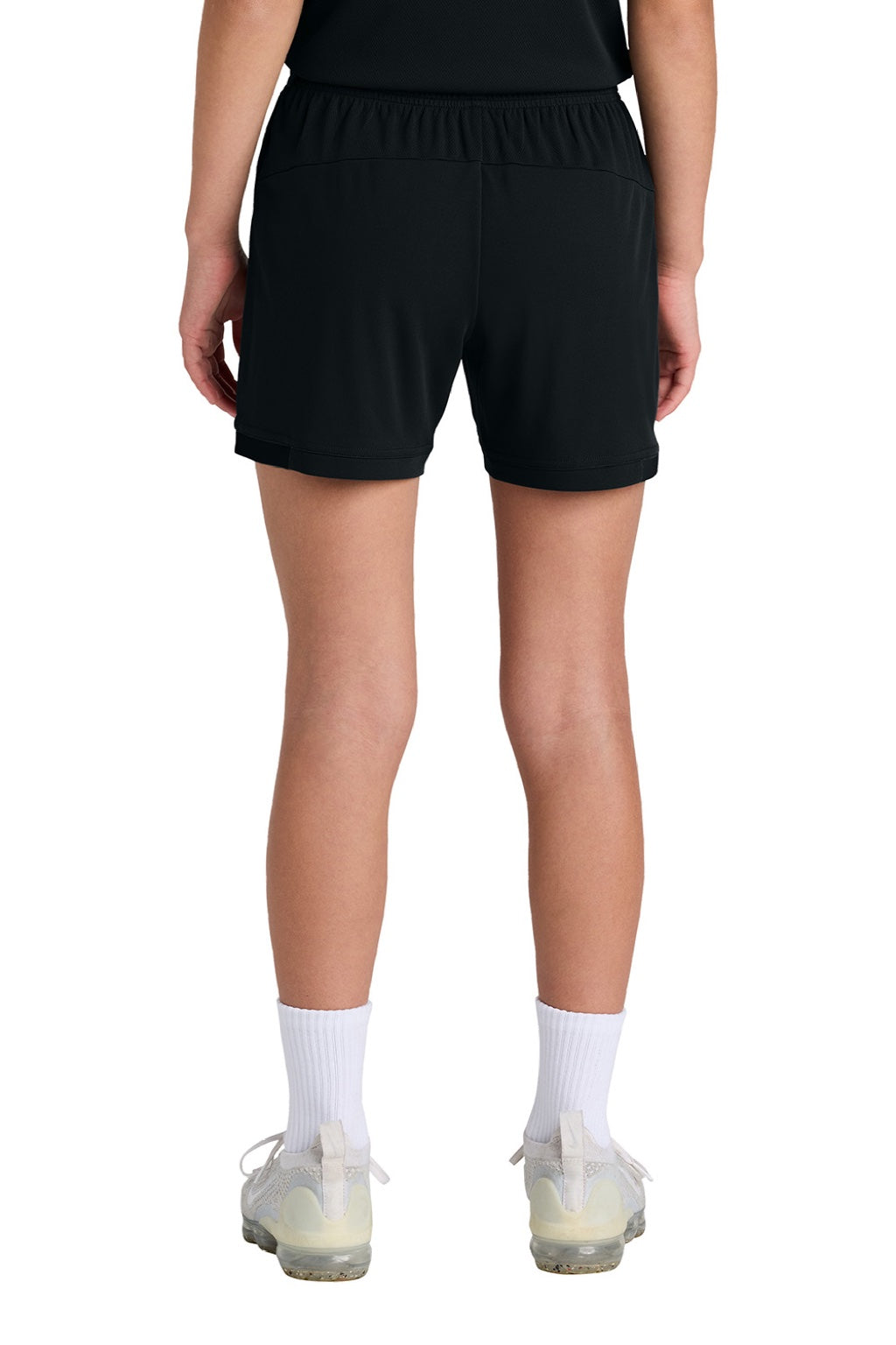 Sport-Tek YST442 Youth Club Moisture Wicking Shorts Black/Black Model Back