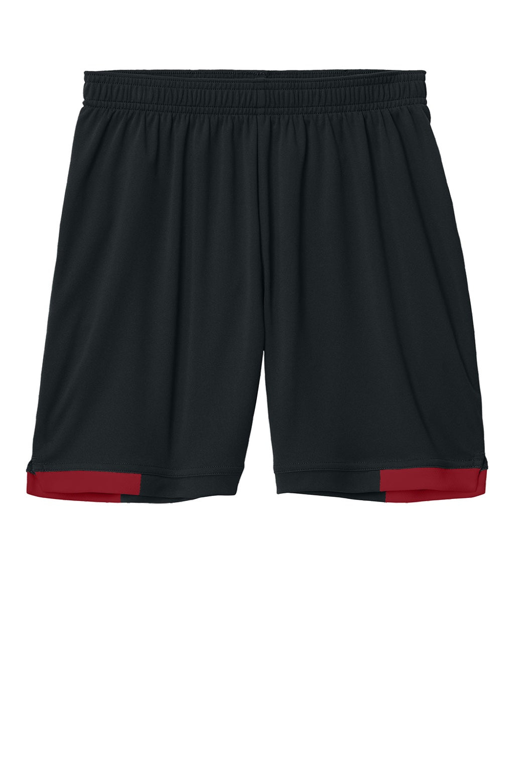 Sport-Tek YST442 Youth Club Moisture Wicking Shorts Black/Deep Red Flat Front