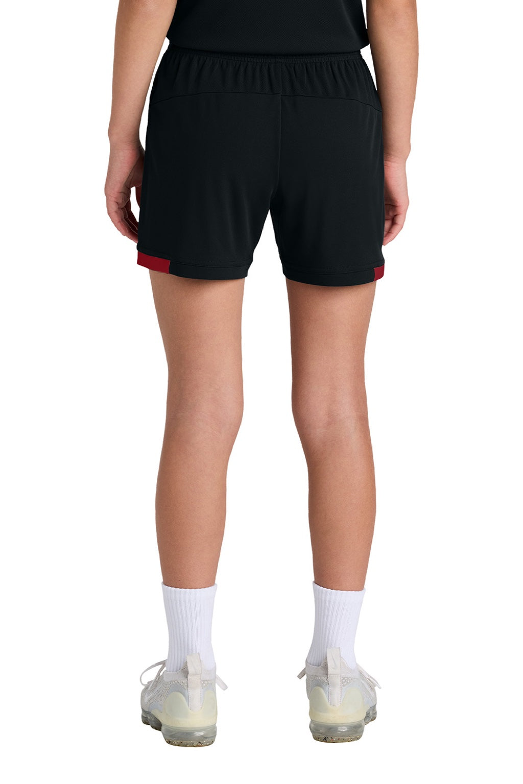 Sport-Tek YST442 Youth Club Moisture Wicking Shorts Black/Deep Red Model Back