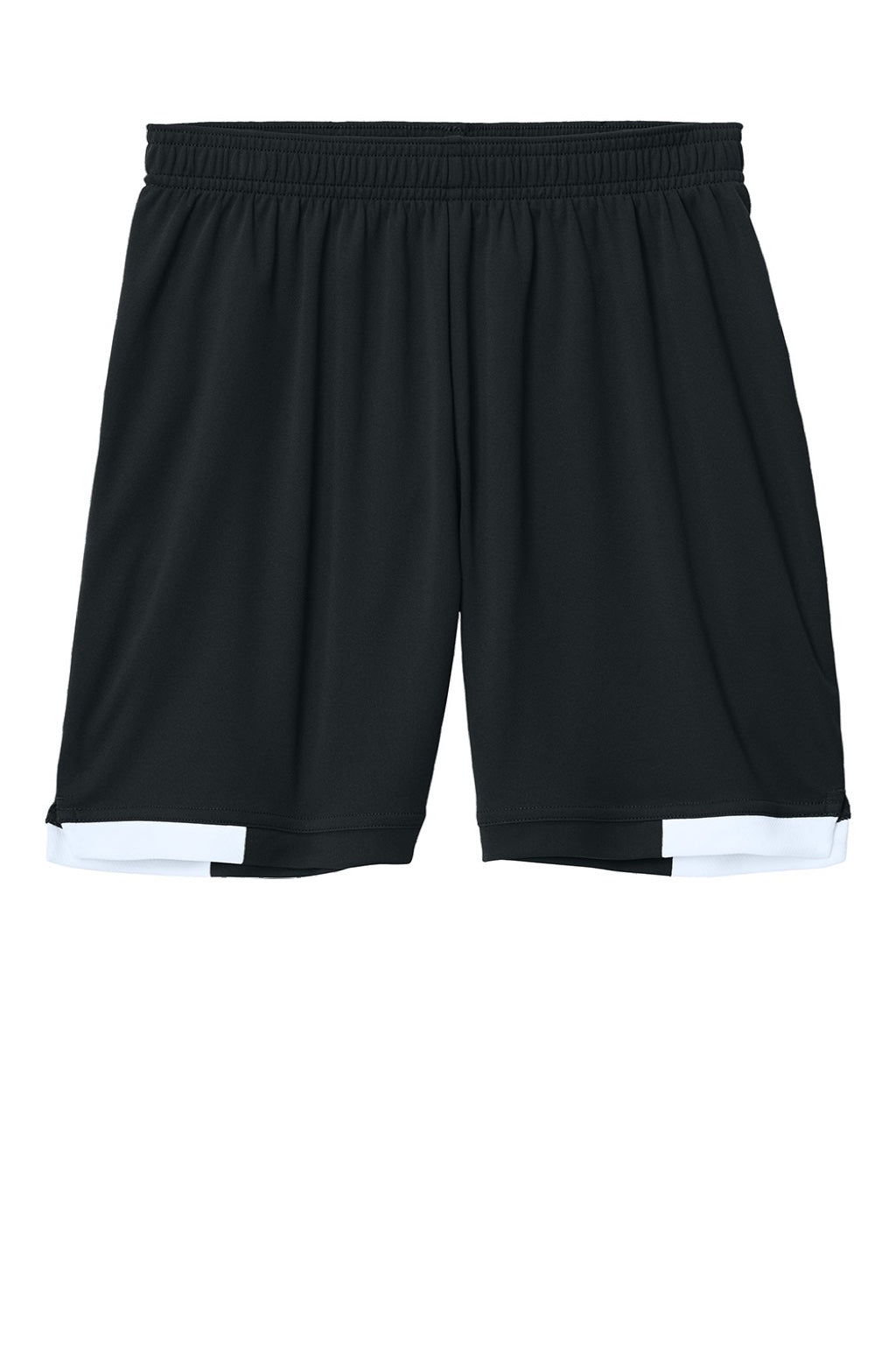 Sport-Tek YST442 Youth Club Moisture Wicking Shorts Black/White Flat Front