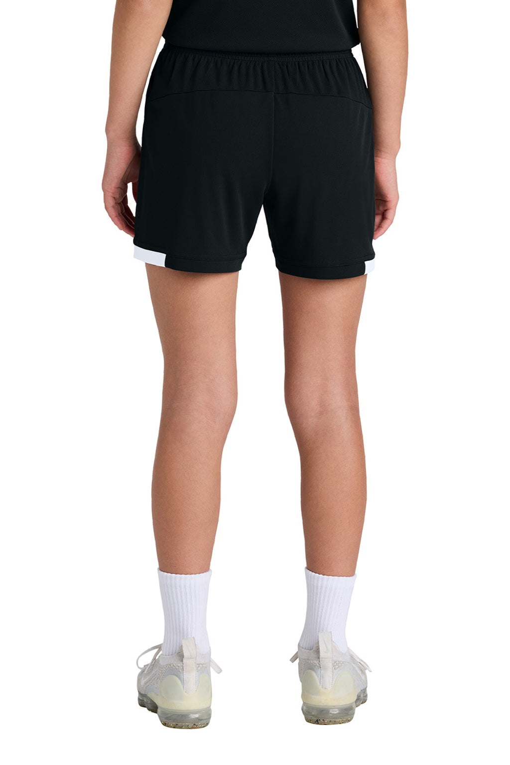 Sport-Tek YST442 Youth Club Moisture Wicking Shorts Black/White Model Back