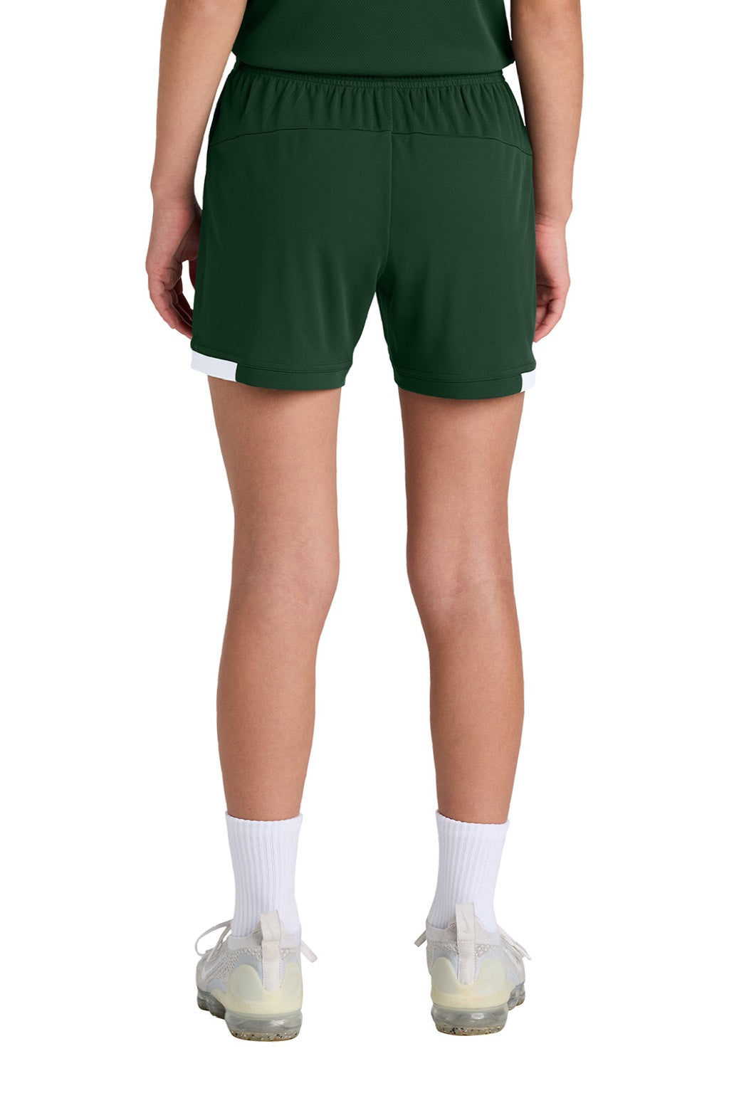 Sport-Tek YST442 Youth Club Moisture Wicking Shorts Forest Green/White Model Back