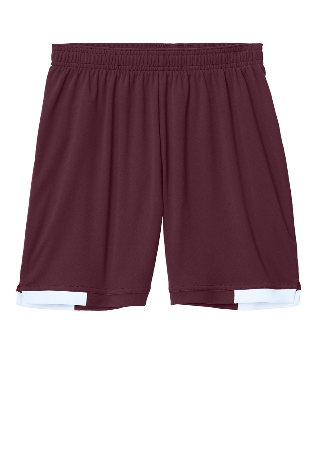 Sport-Tek YST442 Youth Club Moisture Wicking Shorts Maroon/White Flat Front