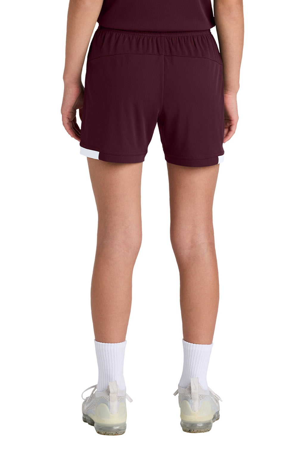 Sport-Tek YST442 Youth Club Moisture Wicking Shorts Maroon/White Model Back