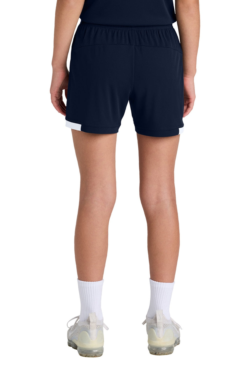 Sport-Tek YST442 Youth Club Moisture Wicking Shorts True Navy Blue/White Model Back