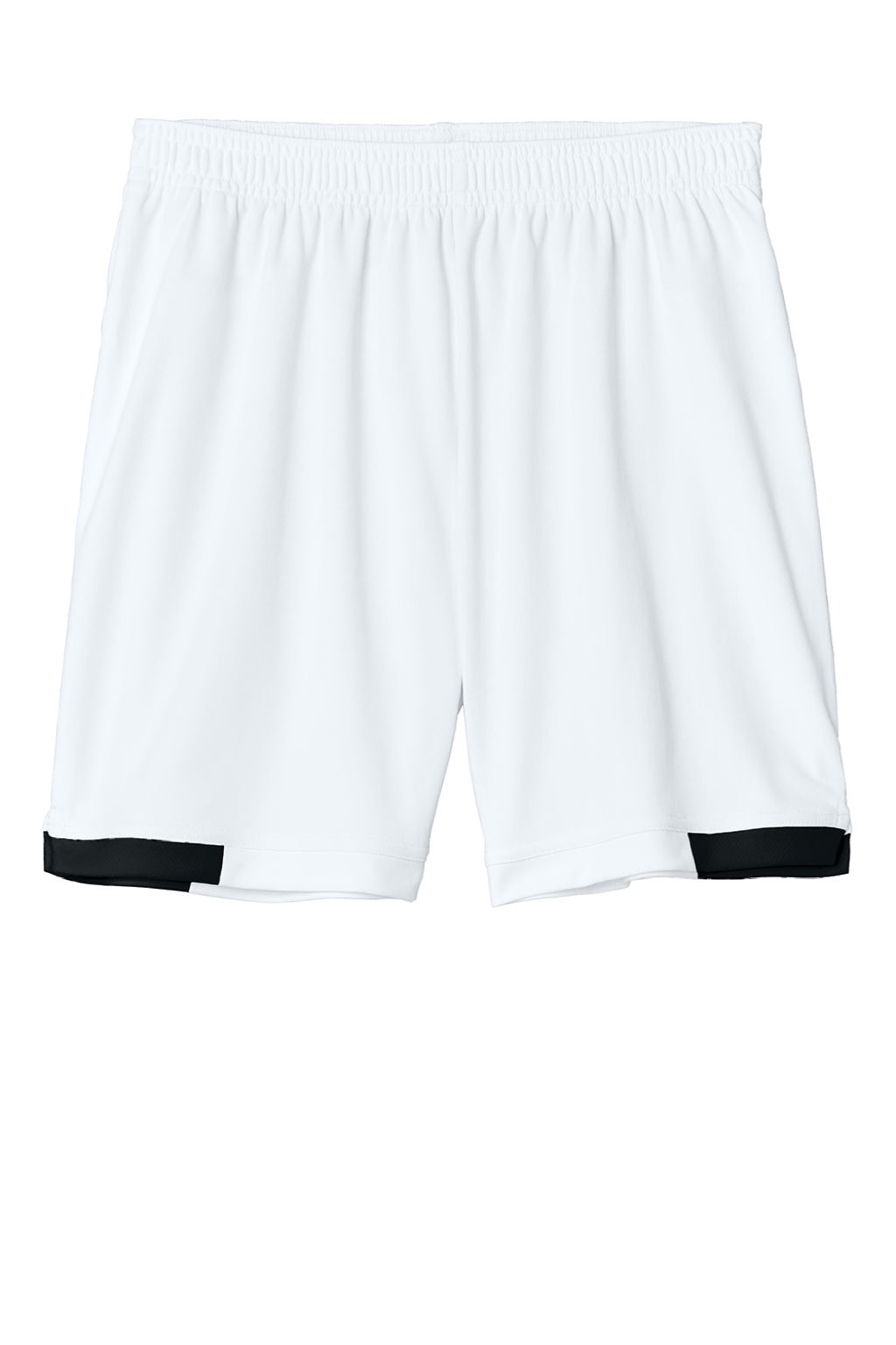 Sport-Tek YST442 Youth Club Moisture Wicking Shorts White/Black Flat Front
