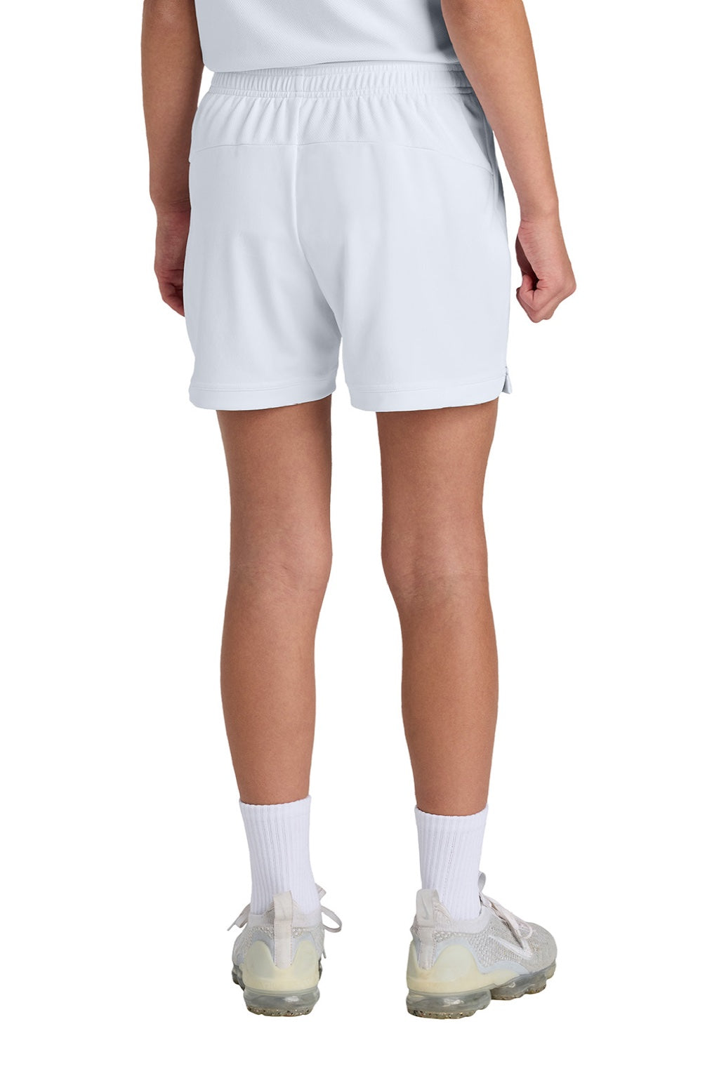 Sport-Tek YST442 Youth Club Moisture Wicking Shorts White/White Model Back