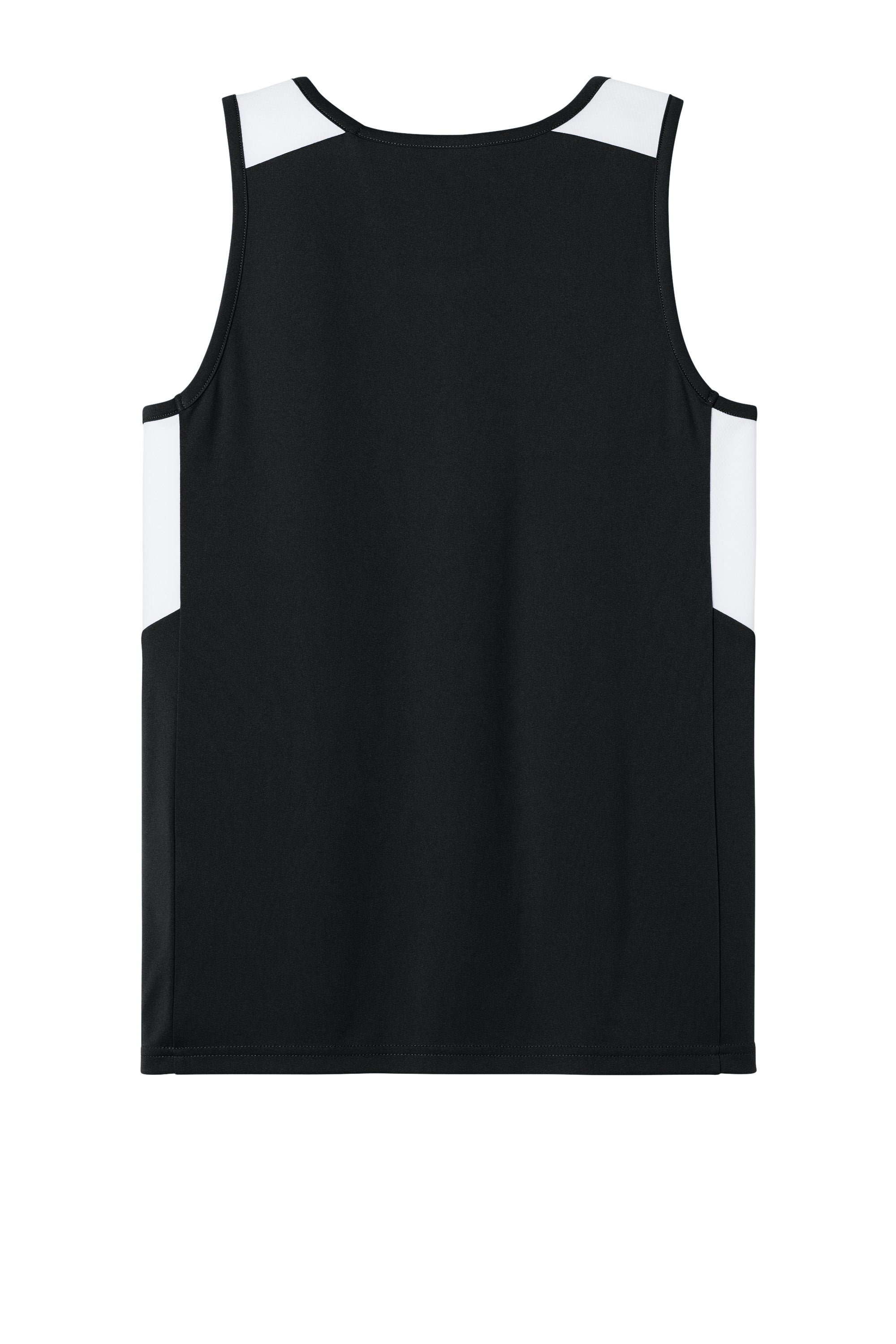 Sport-Tek YST446 Youth Club Track Tank Top Black/White Flat Back