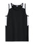 Sport-Tek YST446 Youth Club Track Tank Top Black/White Flat Front