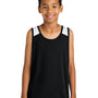 Sport-Tek Youth Club Track Tank Top - Black/White - NEW