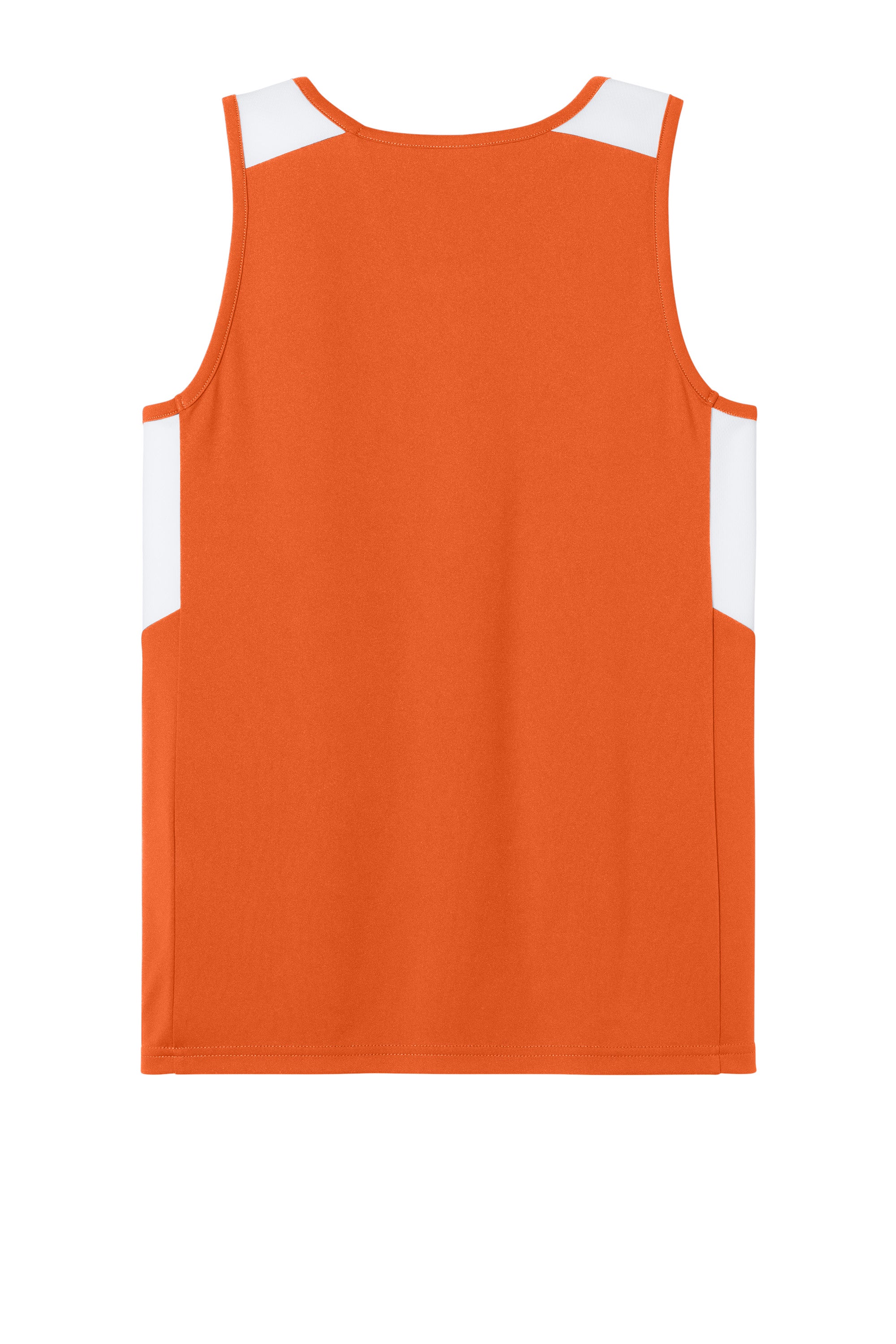 Sport-Tek YST446 Youth Club Track Tank Top Deep Orange/White Flat Back