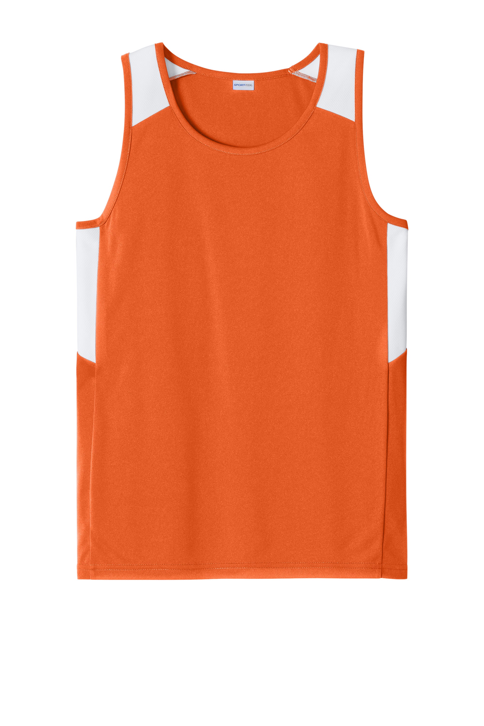 Sport-Tek YST446 Youth Club Track Tank Top Deep Orange/White Flat Front