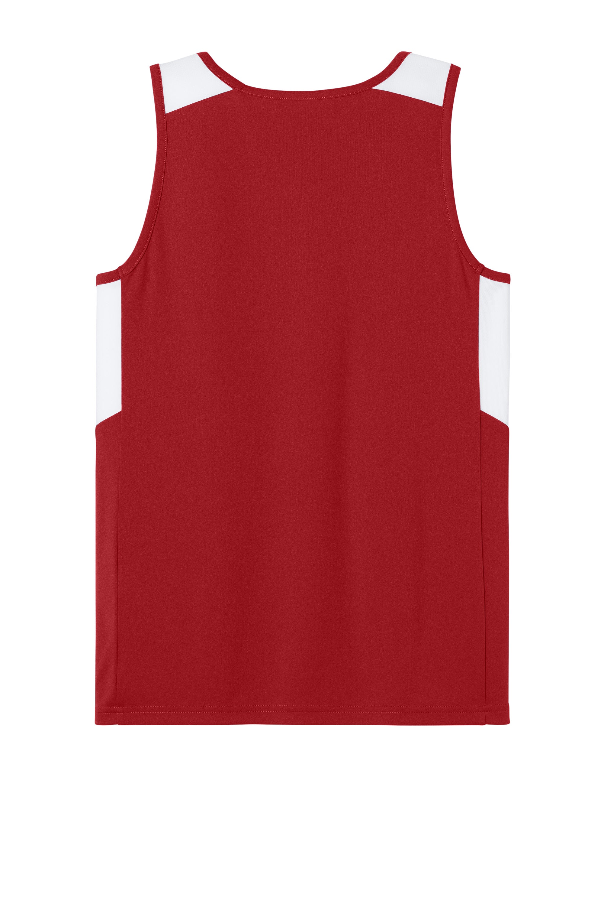 Sport-Tek YST446 Youth Club Track Tank Top Deep Red/White Flat Back