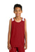 Sport-Tek YST446 Youth Club Track Tank Top Deep Red/White Model Front