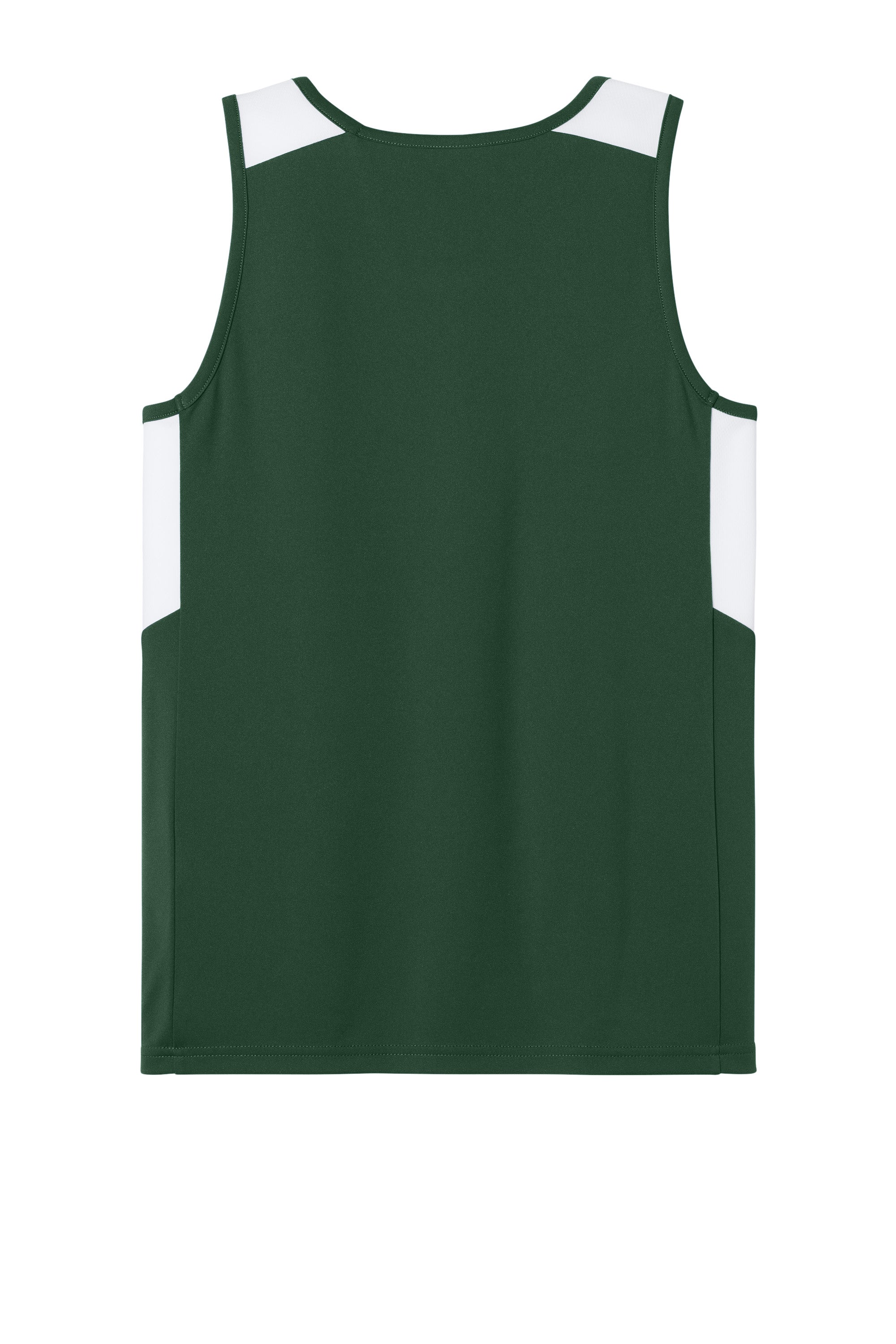 Sport-Tek YST446 Youth Club Track Tank Top Forest Green/White Flat Back