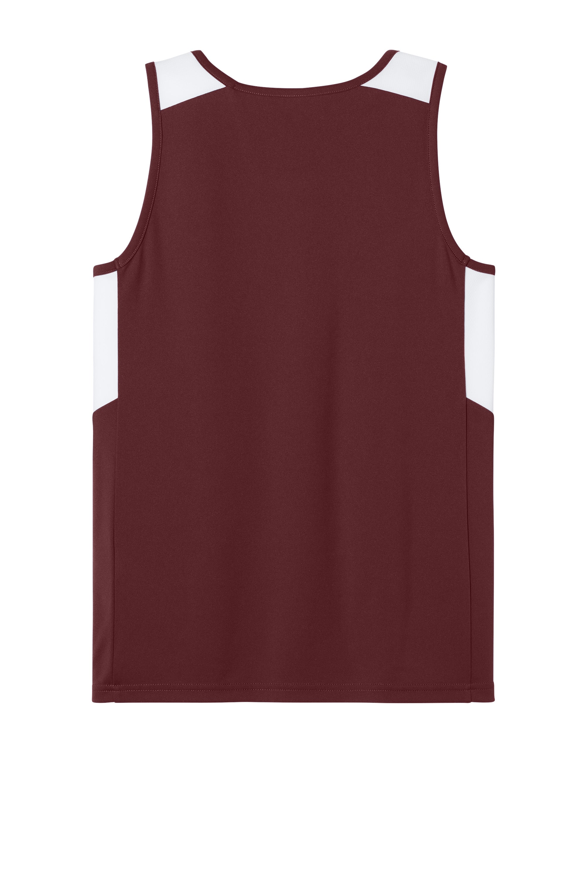 Sport-Tek YST446 Youth Club Track Tank Top Maroon/White Flat Back