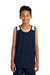 Sport-Tek YST446 Youth Club Track Tank Top True Navy Blue/White Model Front