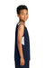 Sport-Tek YST446 Youth Club Track Tank Top True Navy Blue/White Model Side