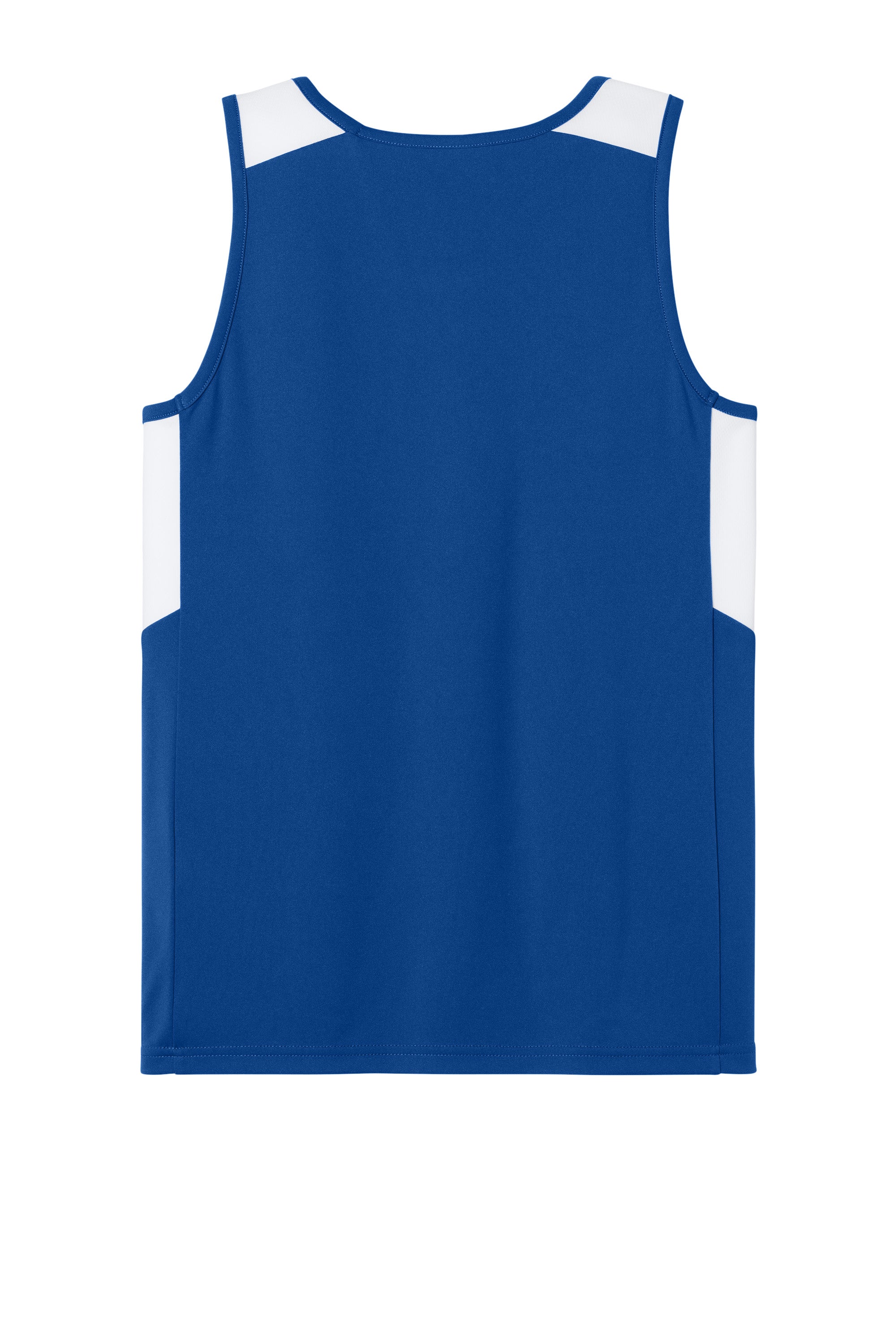 Sport-Tek YST446 Youth Club Track Tank Top True Royal Blue/White Flat Back