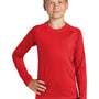 Sport-Tek Youth Rashguard Moisture Wicking Long Sleeve Crewneck T-Shirt - True Red - Closeout