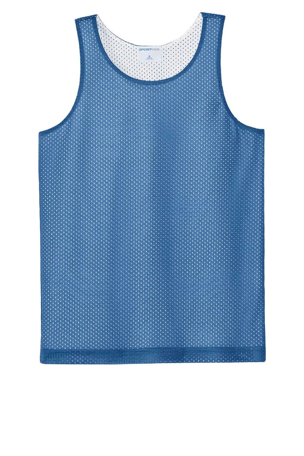Sport-Tek YST5000 Youth Moisture Wicking Reversible Mesh Tank Top Carolina Blue/White Flat Front