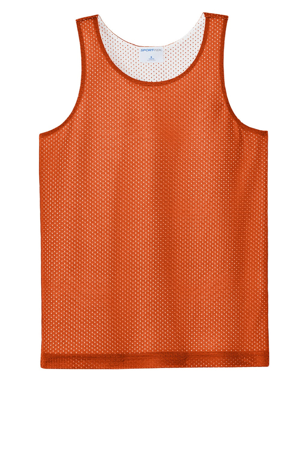 Sport-Tek YST5000 Youth Moisture Wicking Reversible Mesh Tank Top Deep Orange/White Flat Front