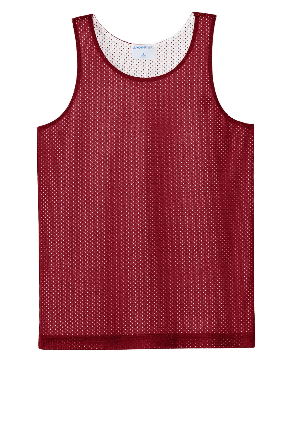 Sport-Tek YST5000 Youth Moisture Wicking Reversible Mesh Tank Top Deep Red/White Flat Front
