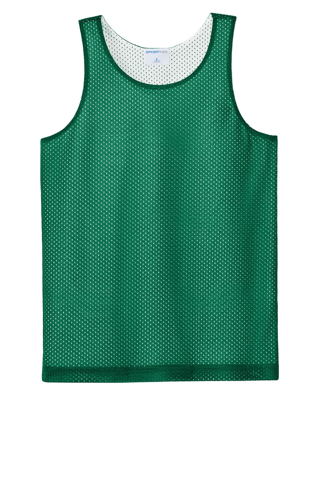 Sport-Tek YST5000 Youth Moisture Wicking Reversible Mesh Tank Top Kelly Green/White Flat Front