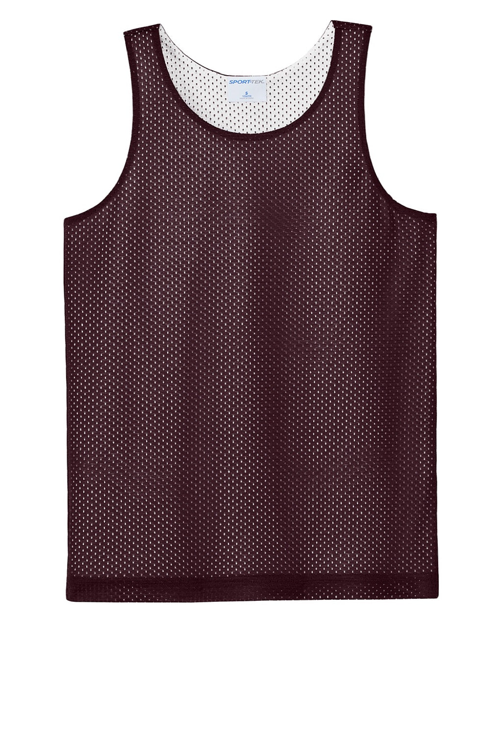 Sport-Tek YST5000 Youth Moisture Wicking Reversible Mesh Tank Top Maroon/White Flat Front