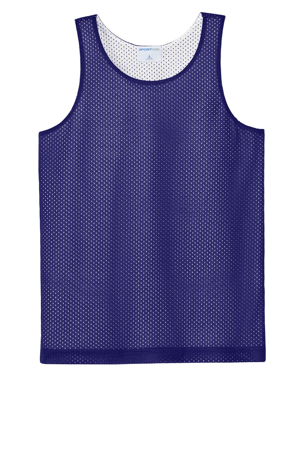 Sport-Tek YST5000 Youth Moisture Wicking Reversible Mesh Tank Top Purple/White Flat Front