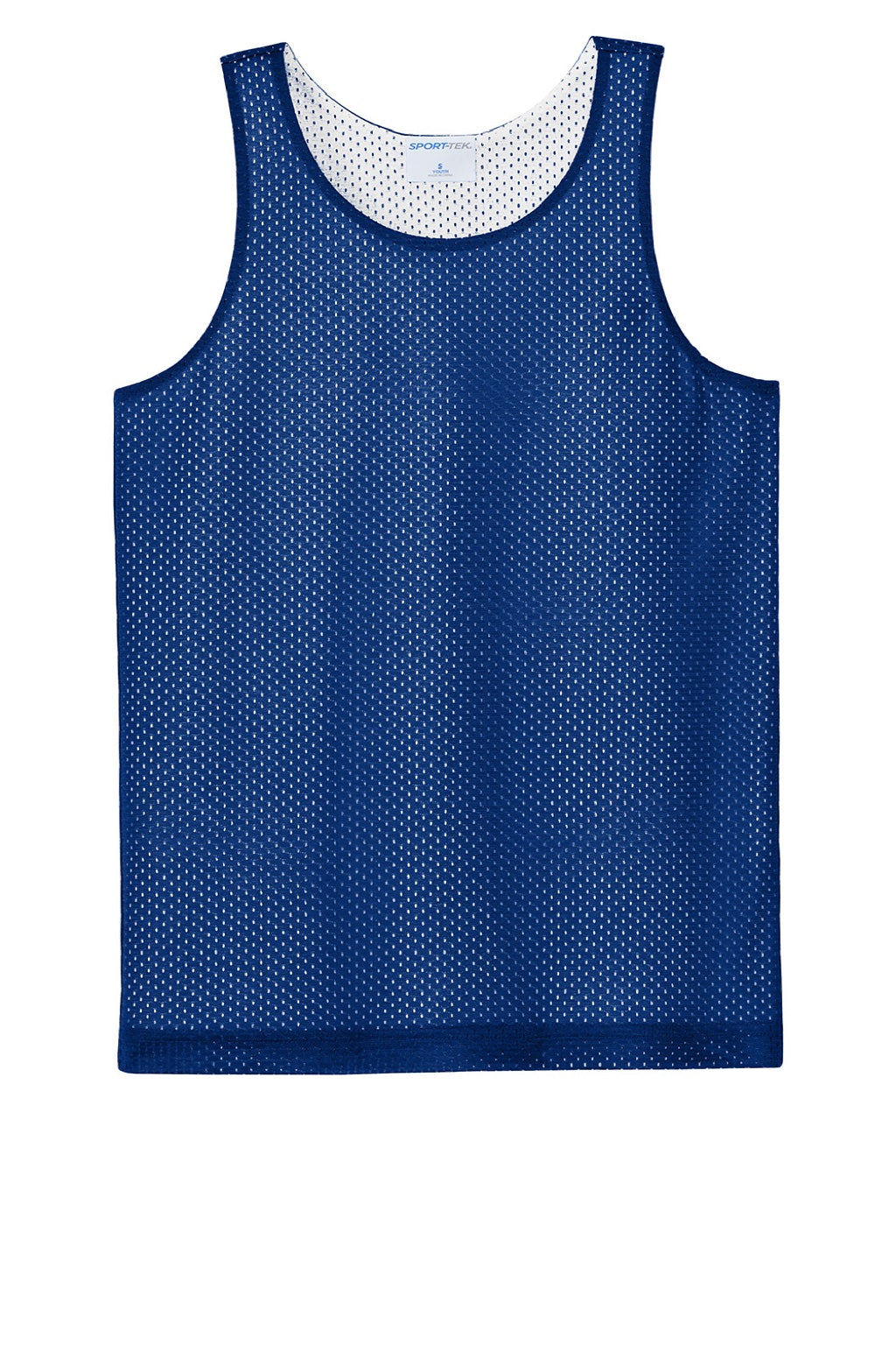 Sport-Tek YST5000 Youth Moisture Wicking Reversible Mesh Tank Top True Royal Blue/White Flat Front