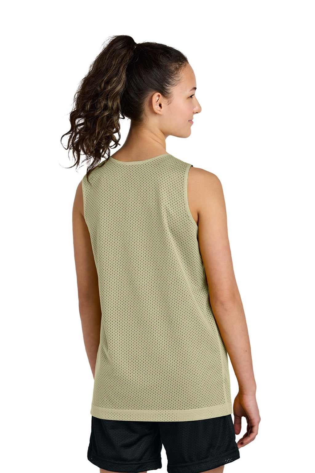 Sport-Tek YST5000 Youth Moisture Wicking Reversible Mesh Tank Top Vegas Gold/Black Model Back