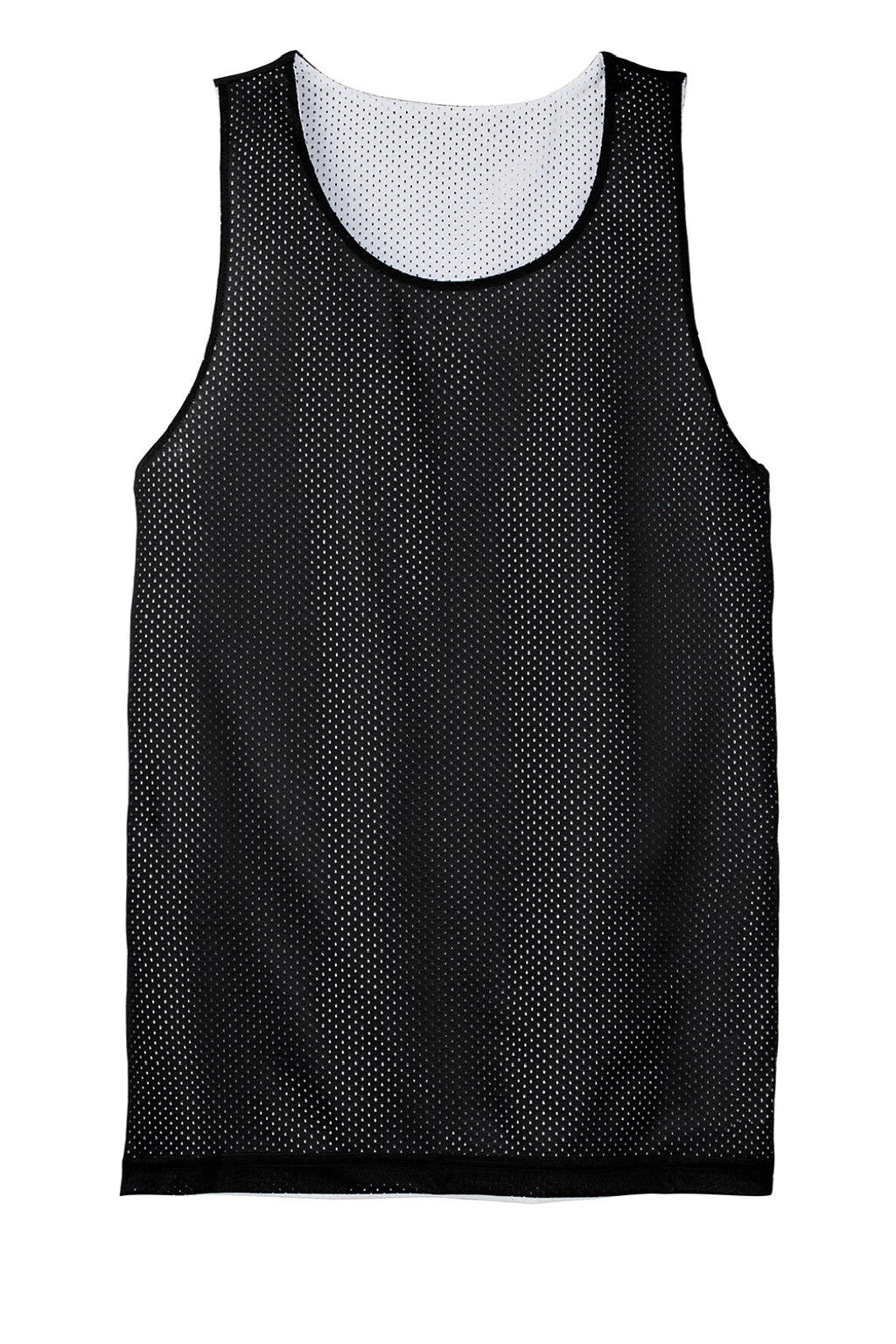 Sport-Tek YST500 Youth Reversible Mesh Moisture Wicking Tank Top Black Flat Front