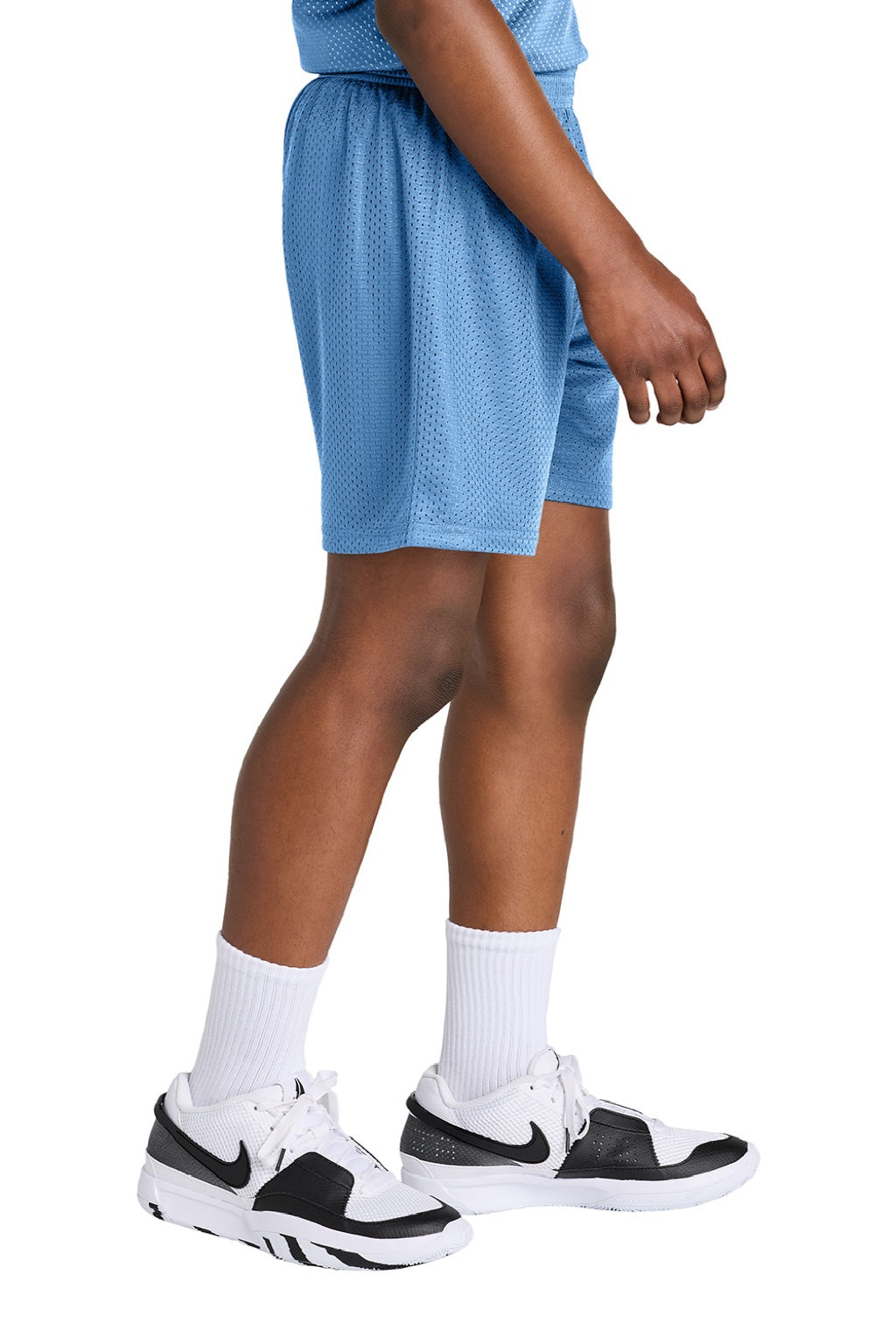Sport-Tek YST5100 Youth Moisture Wicking Mesh Athletic Shorts Carolina Blue Model Side