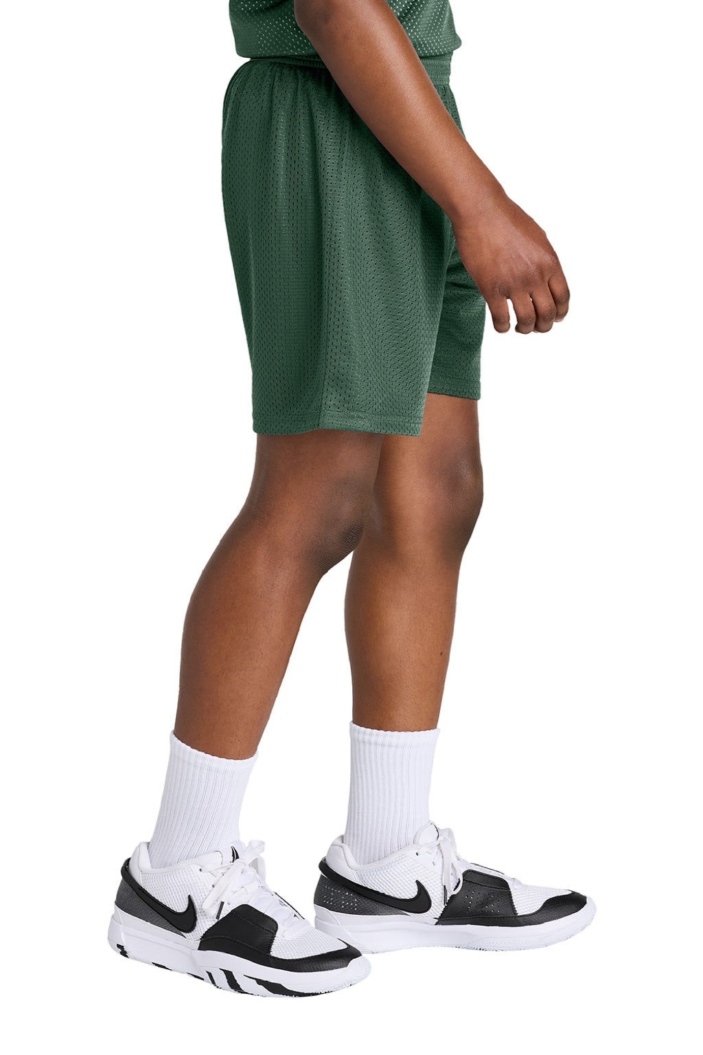Sport-Tek YST5100 Youth Moisture Wicking Mesh Athletic Shorts Forest Green Model Side
