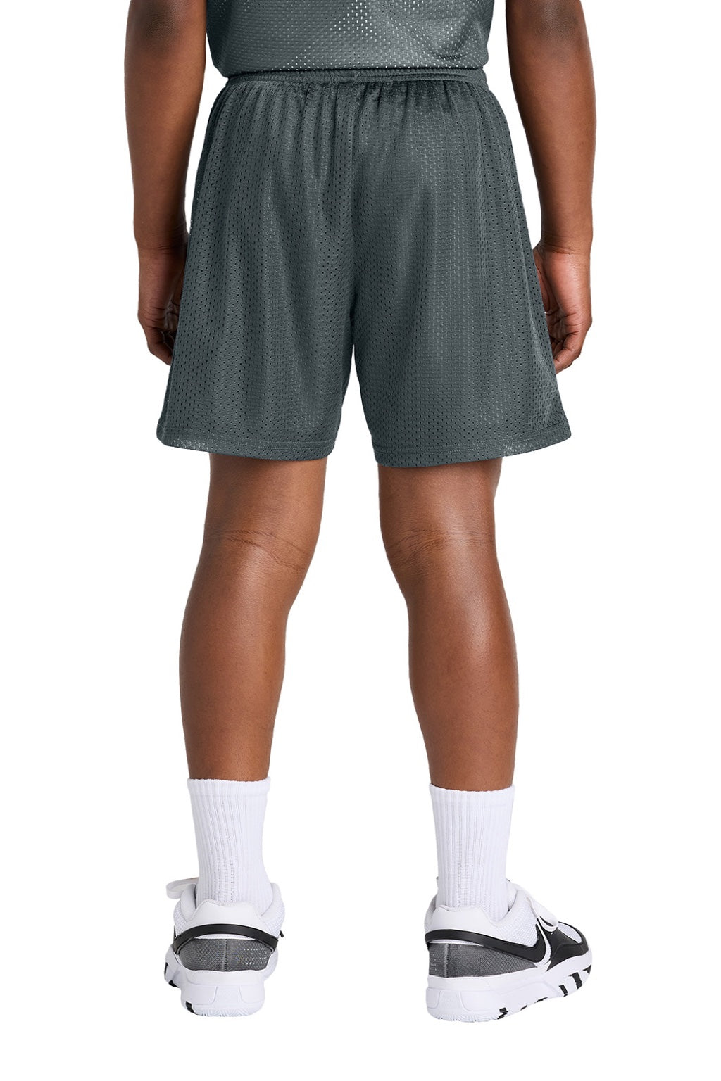 Sport-Tek YST5100 Youth Moisture Wicking Mesh Athletic Shorts Iron Grey Model Back